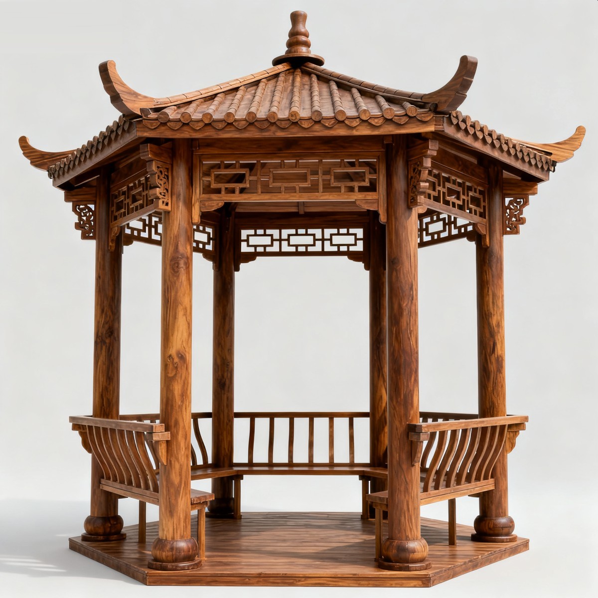 离岛中式风格防腐木凉亭,实木凉亭,木亭